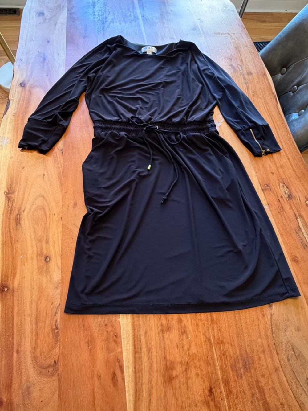 SOHO Apparel Classic Black Drawstring Waist Dress Pockets (GUC) - Picture 7 of 13